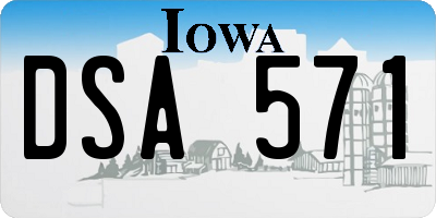 IA license plate DSA571