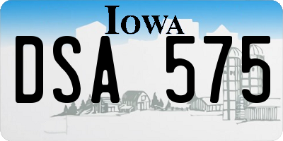 IA license plate DSA575