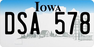 IA license plate DSA578