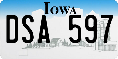 IA license plate DSA597