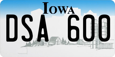 IA license plate DSA600