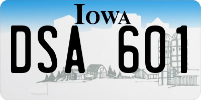 IA license plate DSA601