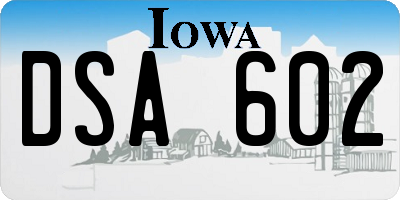 IA license plate DSA602