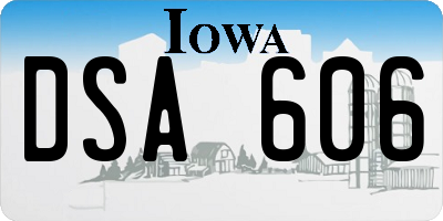 IA license plate DSA606