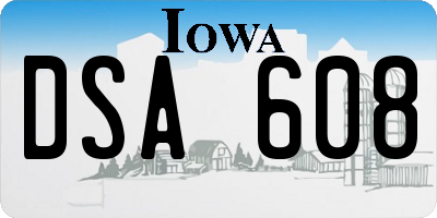 IA license plate DSA608