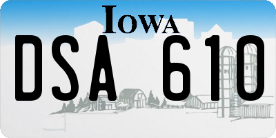IA license plate DSA610