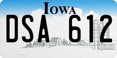 IA license plate DSA612