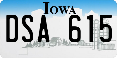 IA license plate DSA615
