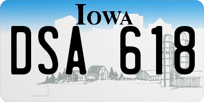 IA license plate DSA618