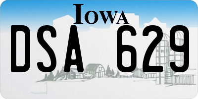 IA license plate DSA629