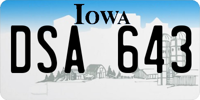 IA license plate DSA643