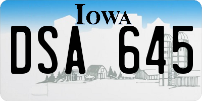 IA license plate DSA645