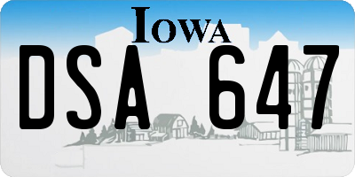 IA license plate DSA647
