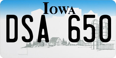 IA license plate DSA650