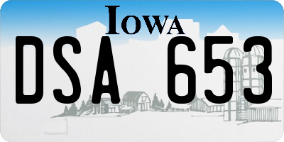 IA license plate DSA653