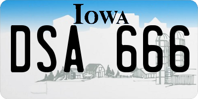 IA license plate DSA666