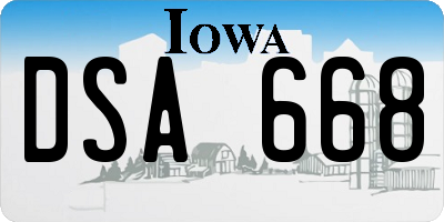 IA license plate DSA668