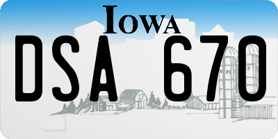 IA license plate DSA670