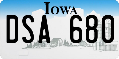 IA license plate DSA680