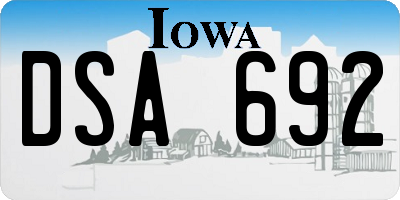 IA license plate DSA692