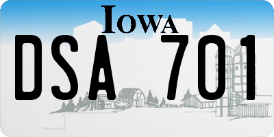 IA license plate DSA701