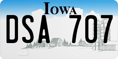 IA license plate DSA707