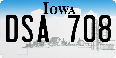 IA license plate DSA708