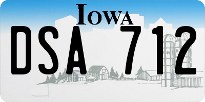 IA license plate DSA712