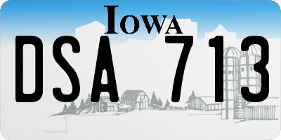 IA license plate DSA713