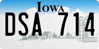 IA license plate DSA714