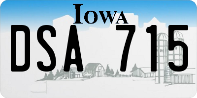 IA license plate DSA715