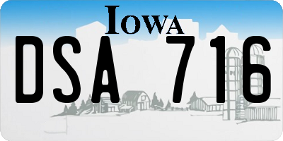 IA license plate DSA716