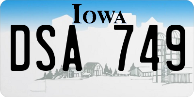 IA license plate DSA749