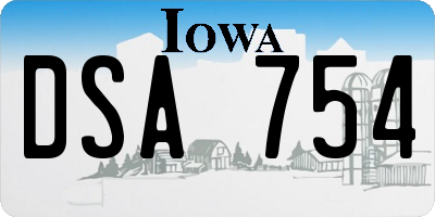IA license plate DSA754