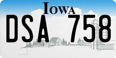 IA license plate DSA758