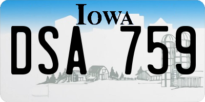 IA license plate DSA759