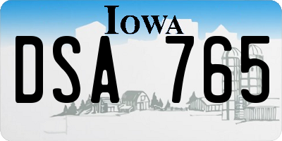 IA license plate DSA765