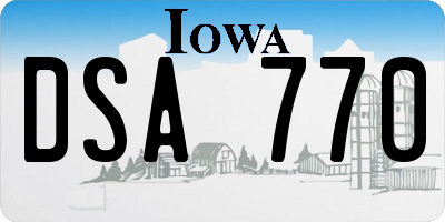 IA license plate DSA770