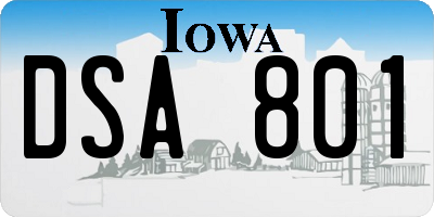 IA license plate DSA801