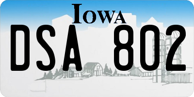 IA license plate DSA802