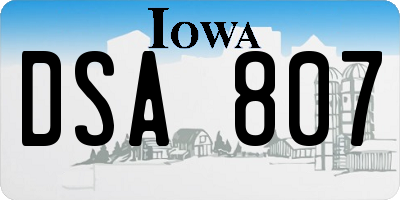 IA license plate DSA807