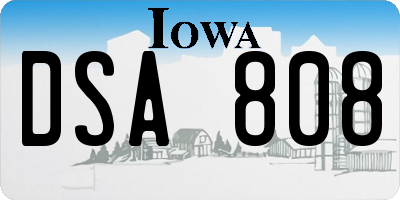 IA license plate DSA808