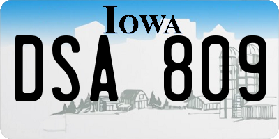 IA license plate DSA809