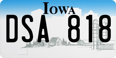 IA license plate DSA818