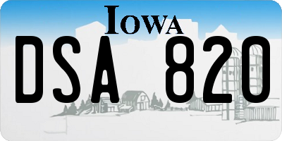 IA license plate DSA820