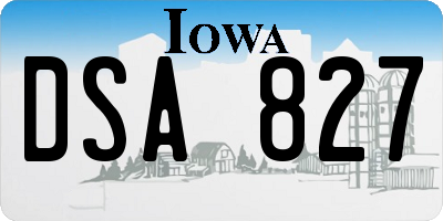 IA license plate DSA827