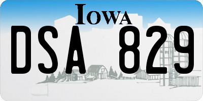 IA license plate DSA829