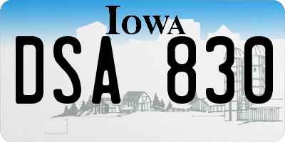 IA license plate DSA830