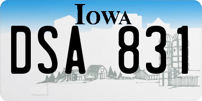 IA license plate DSA831