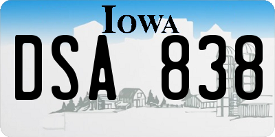 IA license plate DSA838